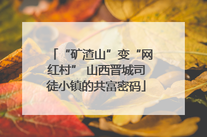 “矿渣山”变“网红村” 山西晋城司徒小镇的共富密码