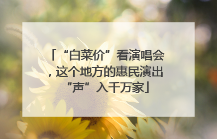 “白菜价”看演唱会，这个地方的惠民演出“声”入千万家