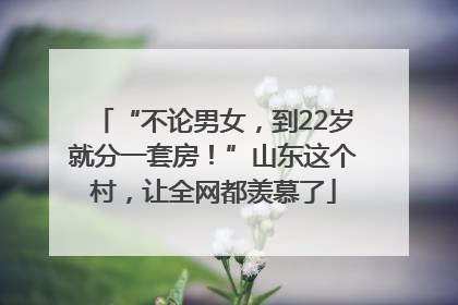 “不论男女，到22岁就分一套房！”山东这个村，让全网都羡慕了