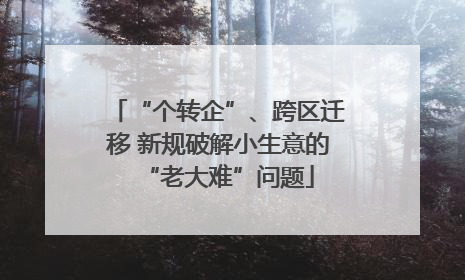 “个转企”、跨区迁移 新规破解小生意的“老大难”问题