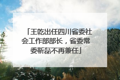 王乾出任四川省委社会工作部部长，省委常委靳磊不再兼任