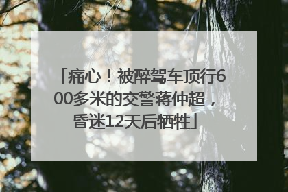 痛心！被醉驾车顶行600多米的交警蒋仲超，昏迷12天后牺牲