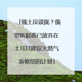 俄土没谈拢？俄罗斯据悉已放弃在土耳其建设天然气新枢纽的计划