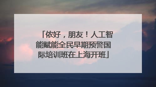 侬好，朋友！人工智能赋能全民早期预警国际培训班在上海开班