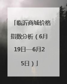 临沂商城价格指数分析（6月19日—6月25日）