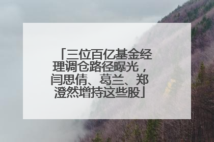 三位百亿基金经理调仓路径曝光，闫思倩、葛兰、郑澄然增持这些股