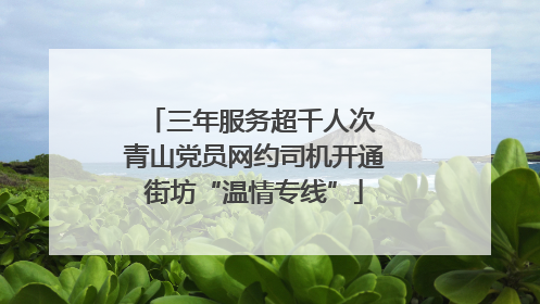 三年服务超千人次 青山党员网约司机开通街坊“温情专线”