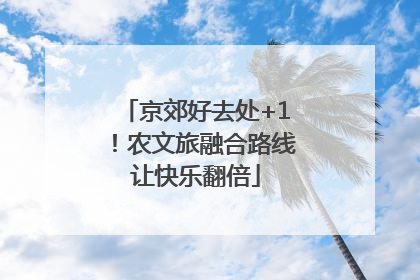 京郊好去处+1！农文旅融合路线让快乐翻倍
