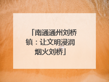 南通通州刘桥镇：让文明浸润烟火刘桥