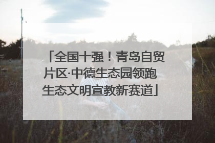全国十强！青岛自贸片区·中德生态园领跑生态文明宣教新赛道