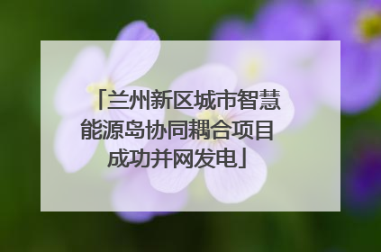 兰州新区城市智慧能源岛协同耦合项目成功并网发电