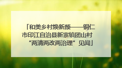 和美乡村焕新颜——铜仁市印江自治县新寨镇团山村“两清两改两治理”见闻