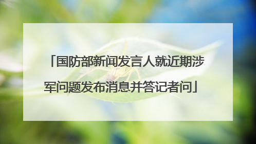 国防部新闻发言人就近期涉军问题发布消息并答记者问