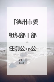 德州市委组织部干部任前公示公告