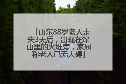 山东88岁老人走失3天后，出现在深山里的火堆旁，家属称老人已无大碍