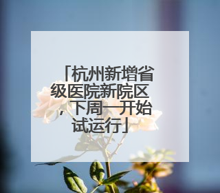 杭州新增省级医院新院区，下周一开始试运行