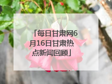 每日甘肃网6月16日甘肃热点新闻回顾