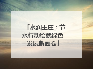水润王庄：节水行动绘就绿色发展新画卷