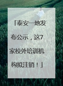 泰安一地发布公示，这7家校外培训机构拟注销！