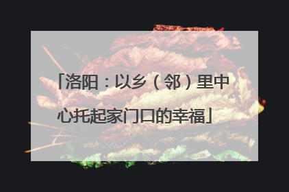洛阳：以乡（邻）里中心托起家门口的幸福