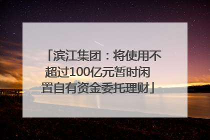 滨江集团：将使用不超过100亿元暂时闲置自有资金委托理财