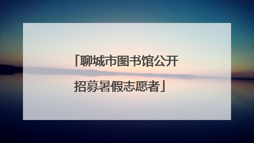 聊城市图书馆公开招募暑假志愿者