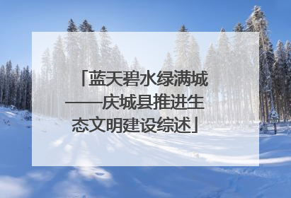 蓝天碧水绿满城——庆城县推进生态文明建设综述