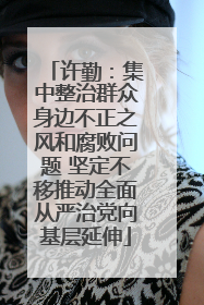 许勤：集中整治群众身边不正之风和腐败问题 坚定不移推动全面从严治党向基层延伸