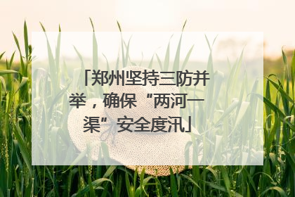 郑州坚持三防并举，确保“两河一渠”安全度汛