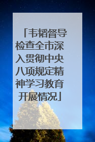 韦韬督导检查全市深入贯彻中央八项规定精神学习教育开展情况