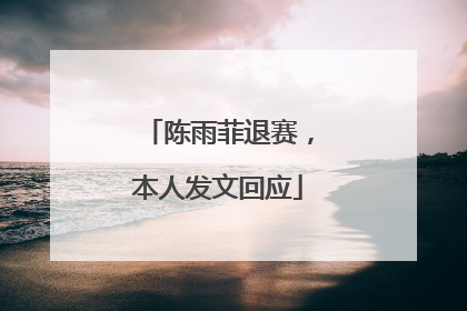 陈雨菲退赛，本人发文回应