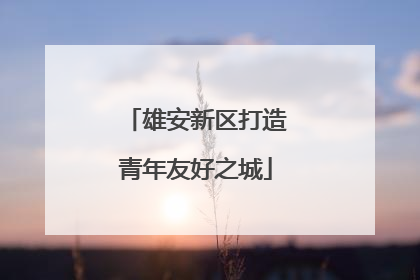 雄安新区打造青年友好之城