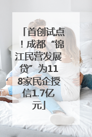 首创试点！成都“锦江民营发展贷”为118家民企授信1.7亿元