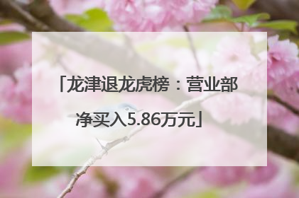 龙津退龙虎榜：营业部净买入5.86万元