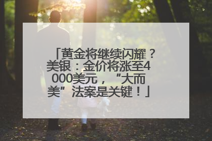 黄金将继续闪耀？美银：金价将涨至4000美元，“大而美”法案是关键！