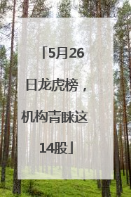 5月26日龙虎榜，机构青睐这14股