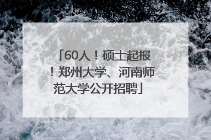 60人！硕士起报！郑州大学、河南师范大学公开招聘